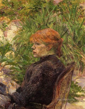 Mの森の庭に座る赤い髪の女性 1889年 トゥールーズ ロートレック アンリ・ド Oil Paintings